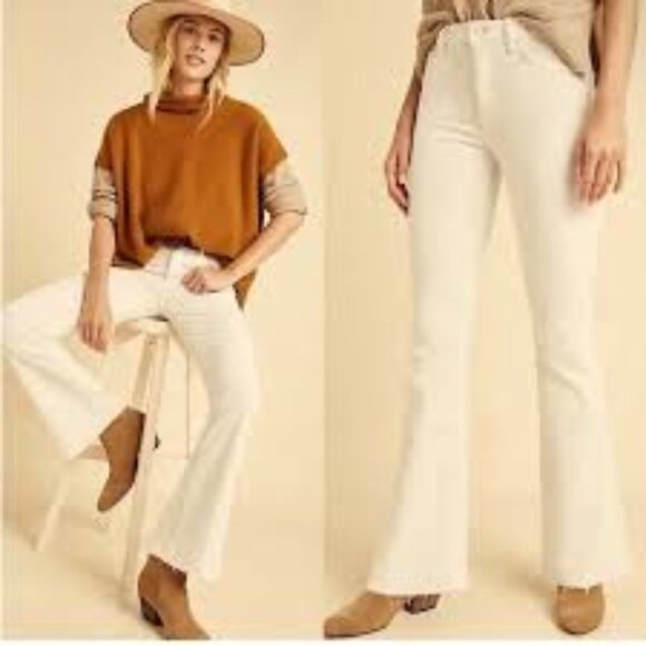 MOTHER The Weekender Fray In Play Date Mid-Rise Stretch Flare Jeans Size 28 - Picture 2 of 7